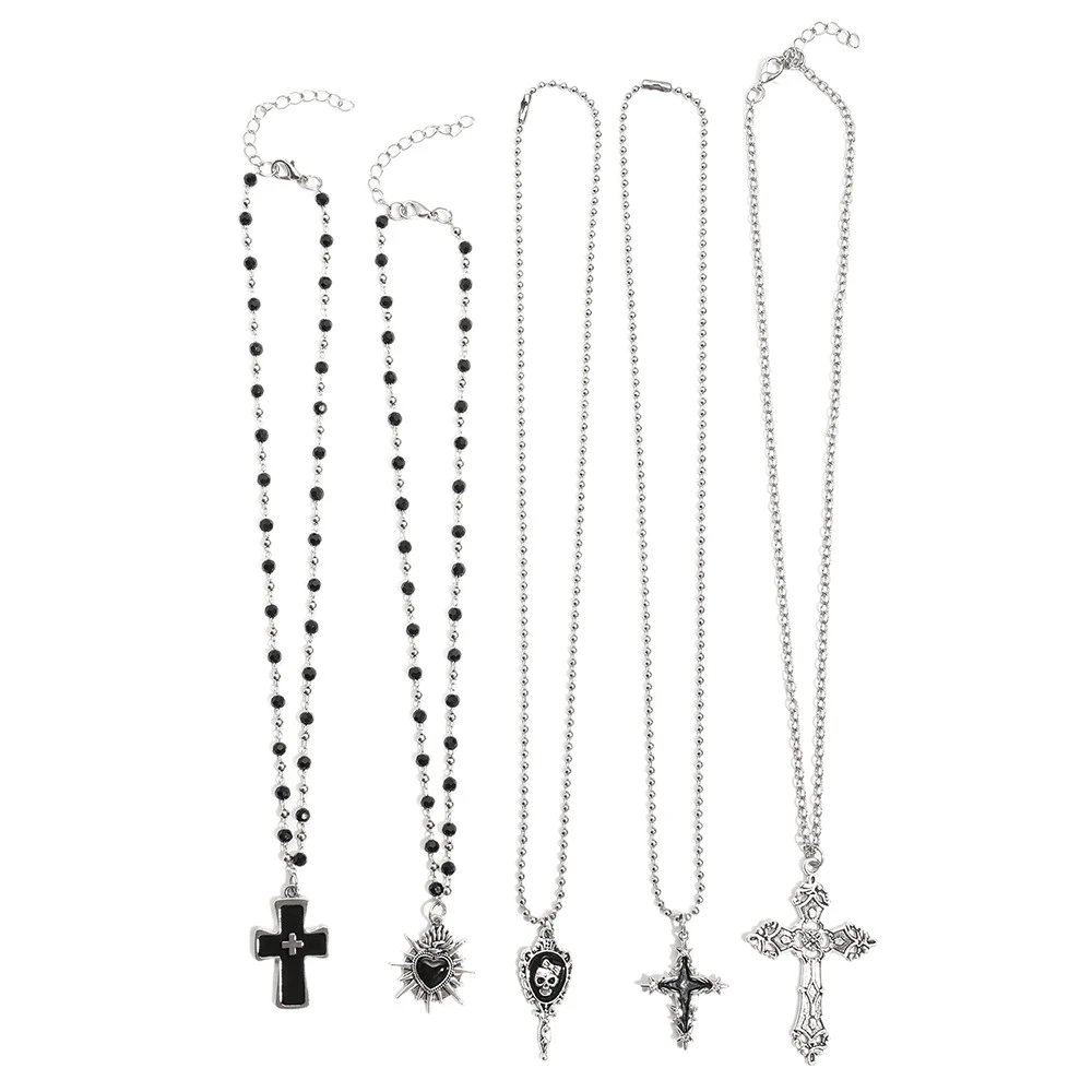 Unbranded Jewelry Gothic Cross and Heart Pendant Necklace image 5