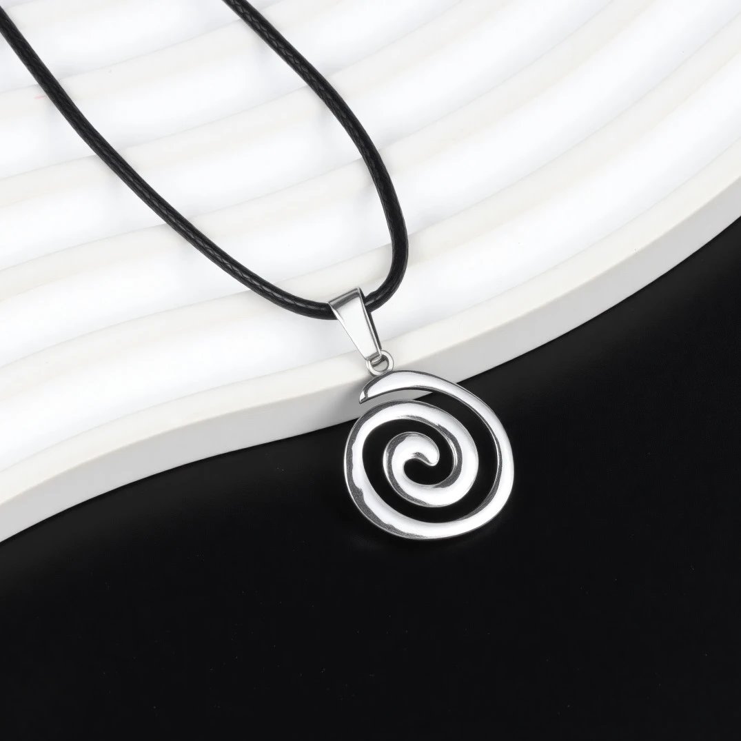 Silver Star Pendant Necklace on Black Cord - 11