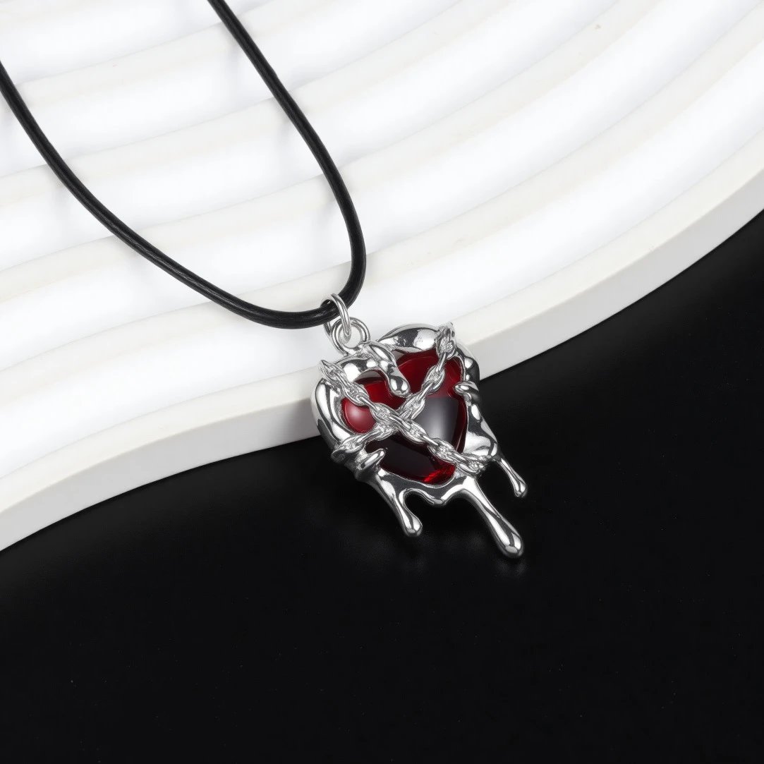 Silver Star Pendant Necklace on Black Cord - 7