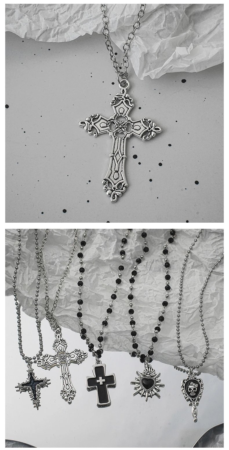 Saint Tears Skull Hand Mirror Pendant Necklace Silver - 7