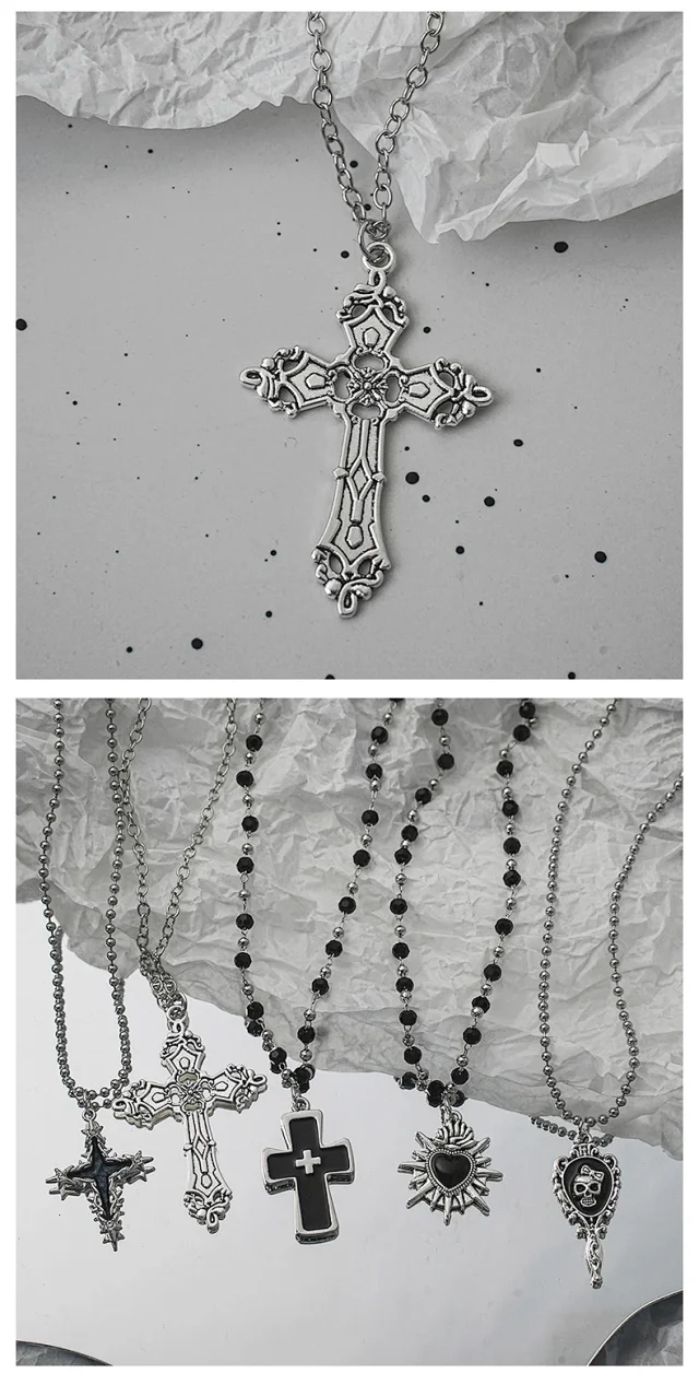 Unbranded Jewelry Gothic Cross and Heart Pendant Necklace product detail image 6