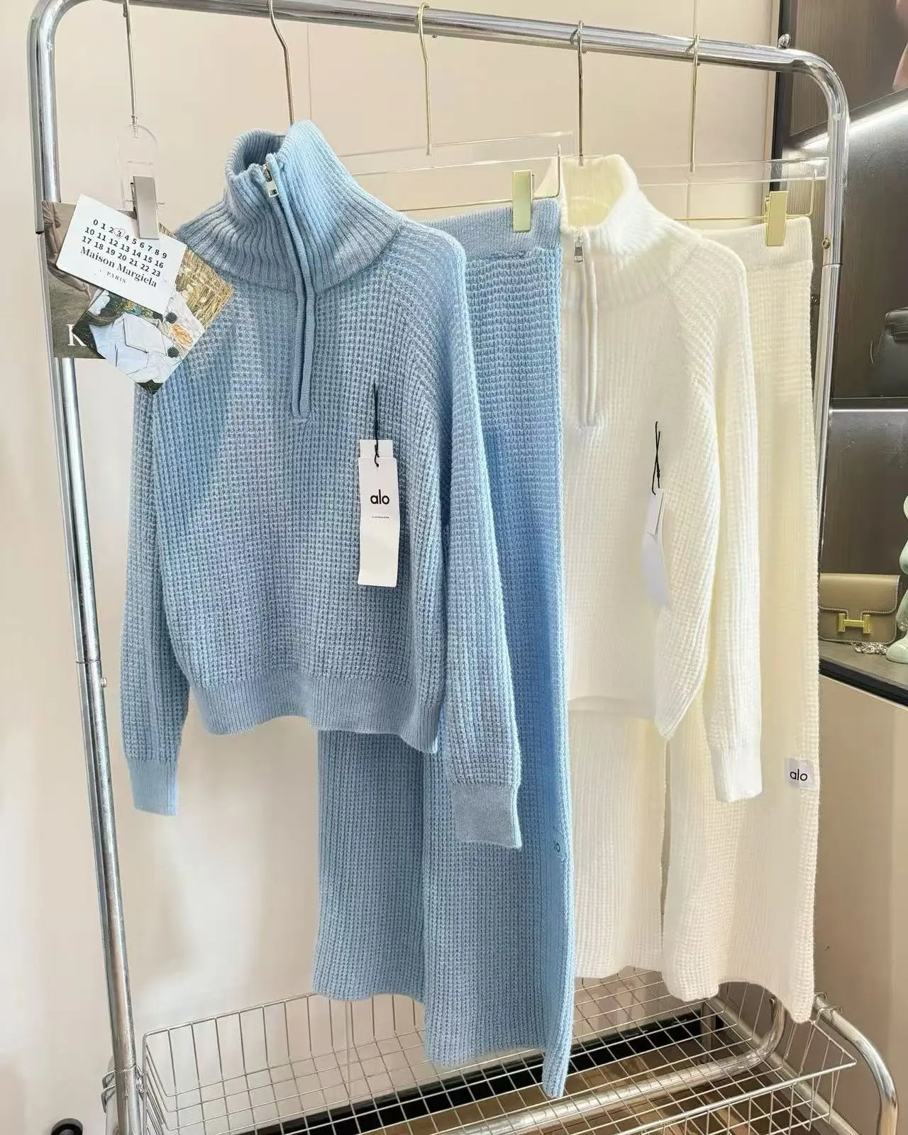 MMY Ribbed Half-Zip Knit Set Sky Blue - 10