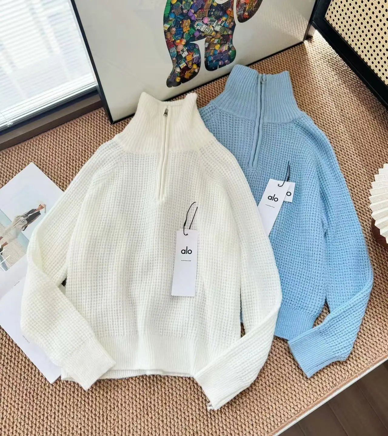MMY Ribbed Half-Zip Knit Set Sky Blue - 12