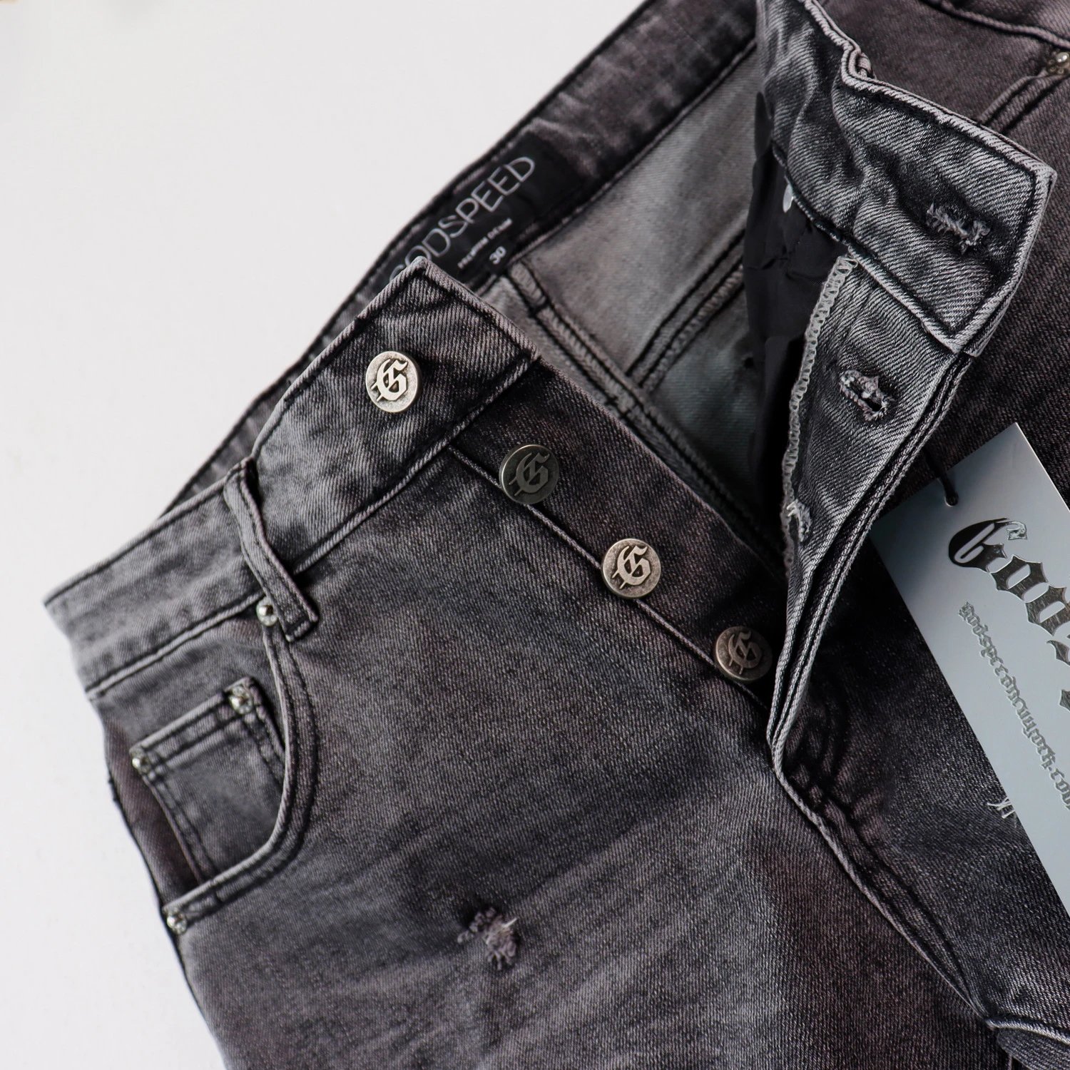 Godspeed Distressed Logo Jeans Blue - 11