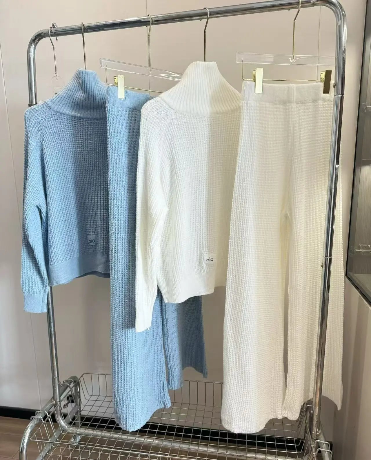MMY Ribbed Half-Zip Knit Set Sky Blue - 11