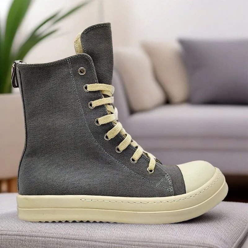 Off-White Industrial High-Top Canvas Boots Beige Sneakers - 4
