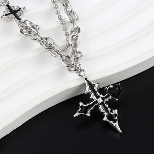 Unbranded Jewelry Gothic Cross and Heart Pendant Necklace product detail image 12