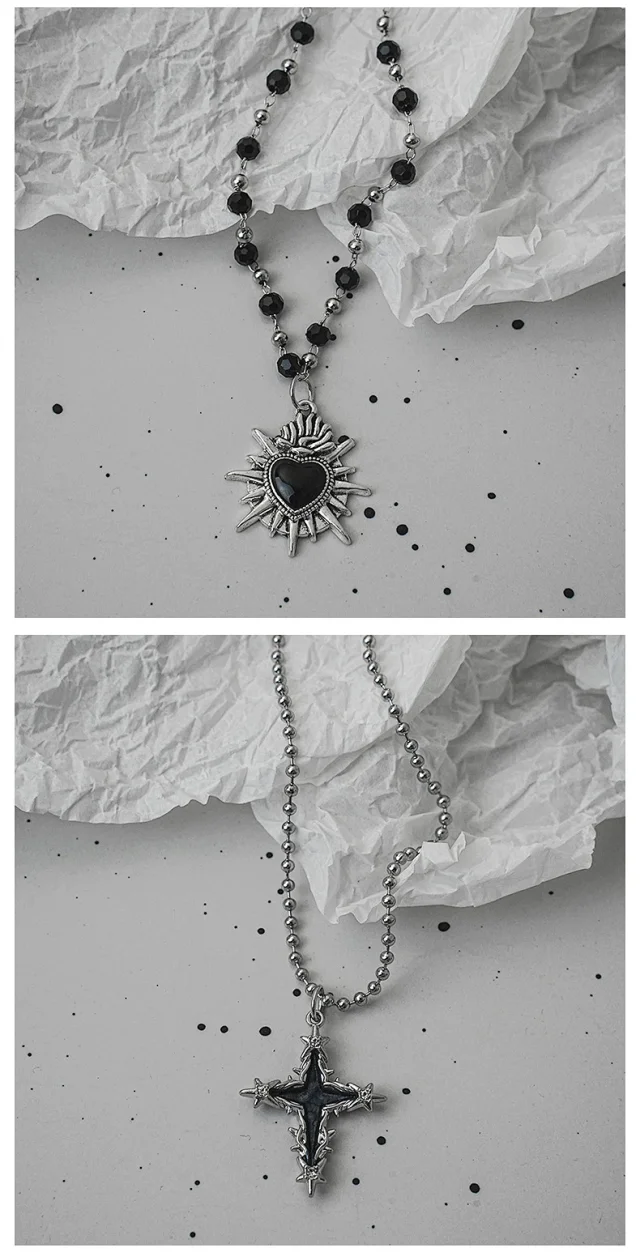 Unbranded Jewelry Gothic Cross and Heart Pendant Necklace product detail image 4