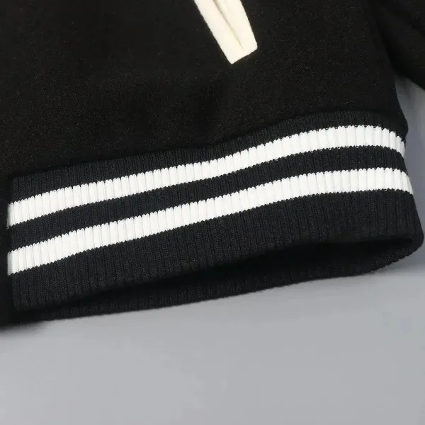Karl Lagerfeld x Agerfel Varsity Jacket Black and Cream Outerwear - 9