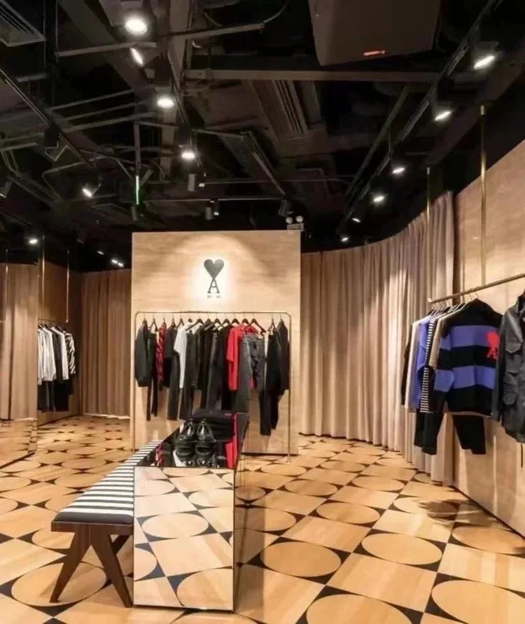 Ami Paris Striped Cotton Shirt with Red Heart Embroidery Blue - 5