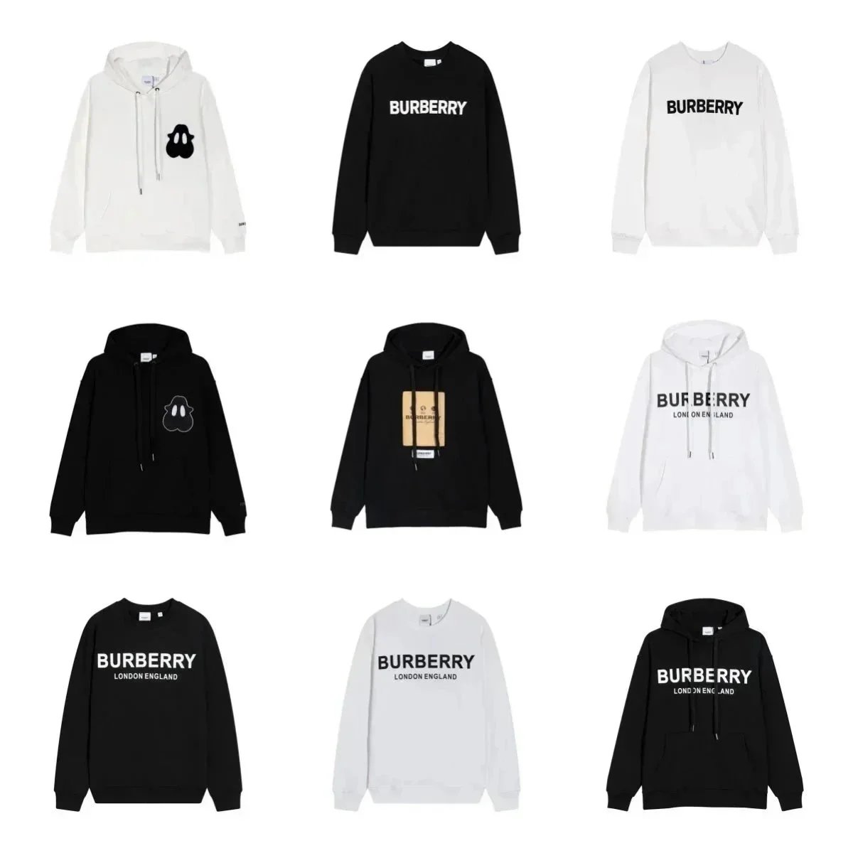 BURBERRY Cotton Logo Print Hoodie [10 styles]