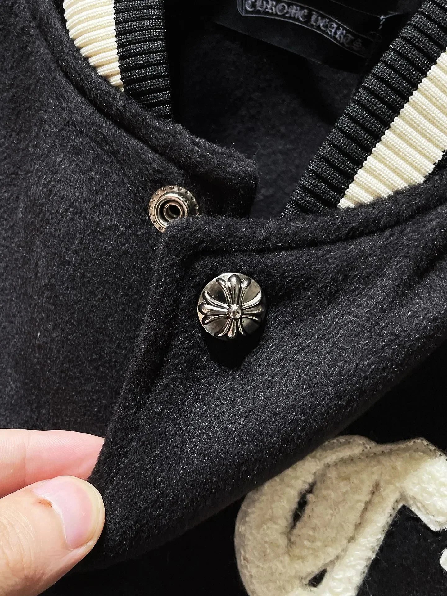 Chrome Hearts CH Varsity Jacket Black and Cream Outerwear - 2