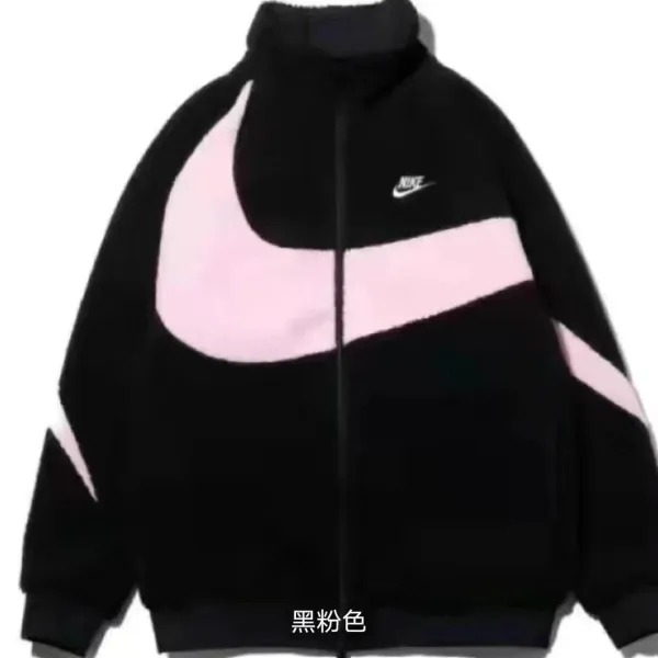 Nike Fleece Jacket Black Pink Swoosh Outerwear - 11