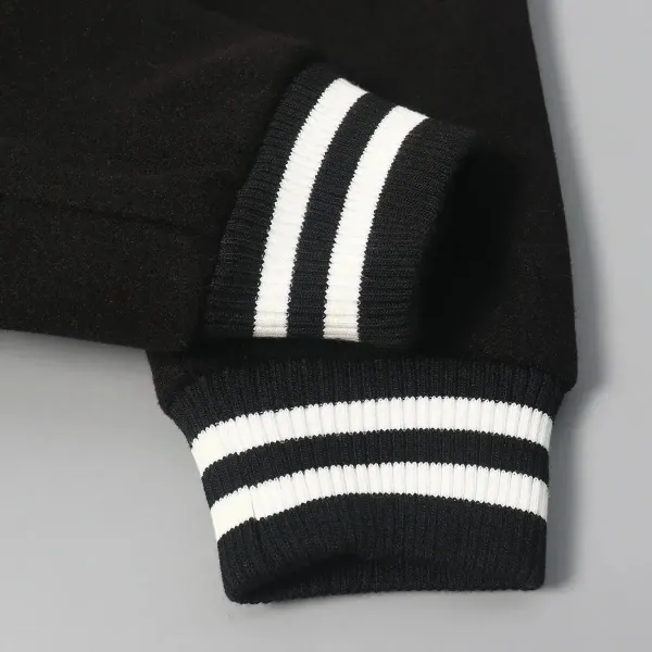 Karl Lagerfeld x Agerfel Varsity Jacket Black and Cream Outerwear - 8
