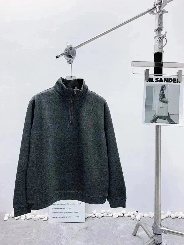 Jil Sander Half-Zip Pullover Gray Sweater