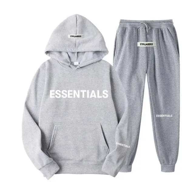 Essentials Orange Logo Hoodie and Sweatpants Set - 11