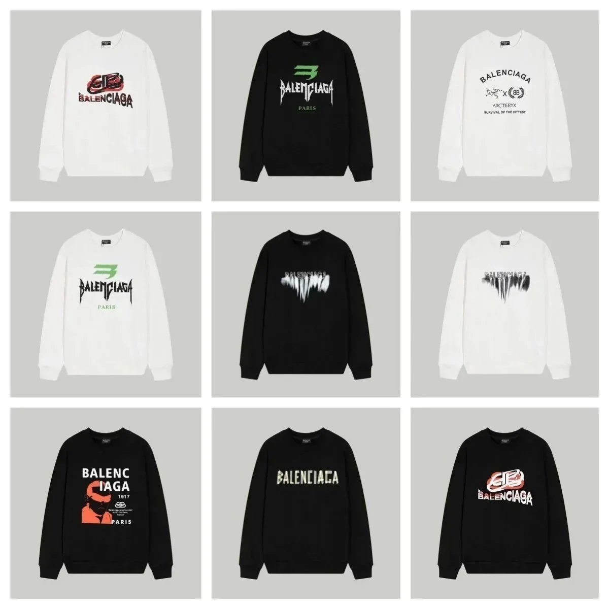 Balenciaga Punk Letters Printed Long Sleeve Sweatshirts [15 styles]