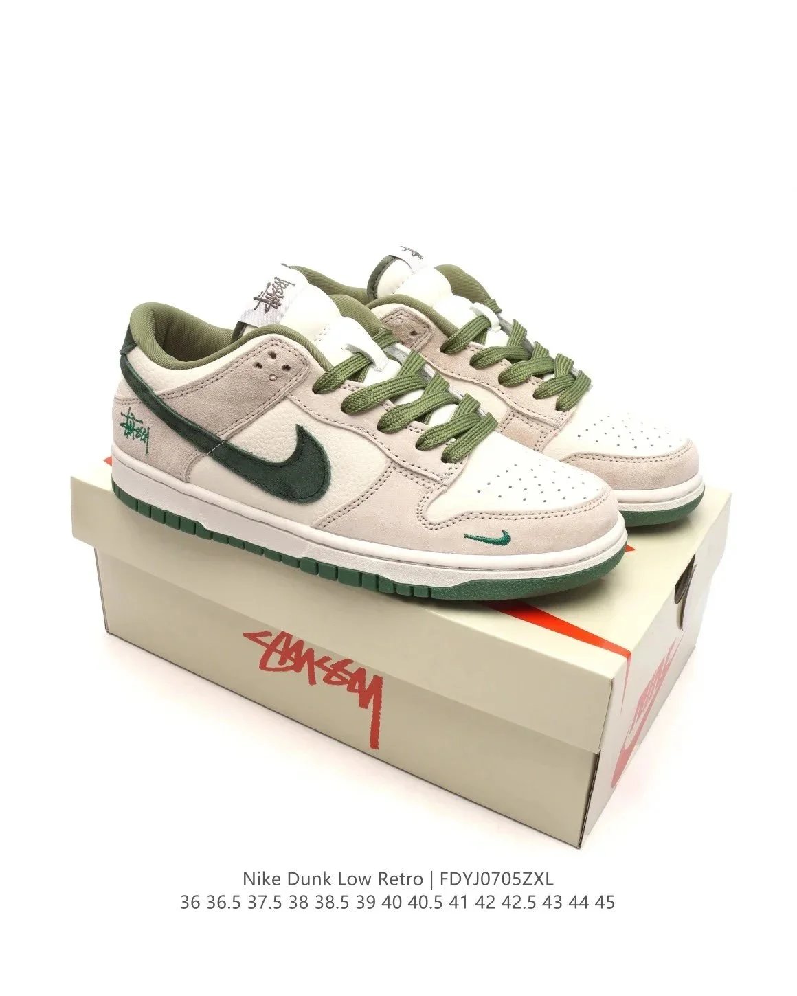Nike SB Nike x Stussy Dunk Low Retro Olive Green Sneakers Skateboard Shoes