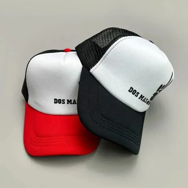 Custom Graphic Trucker Cap Beige and White Baseball Cap - 8