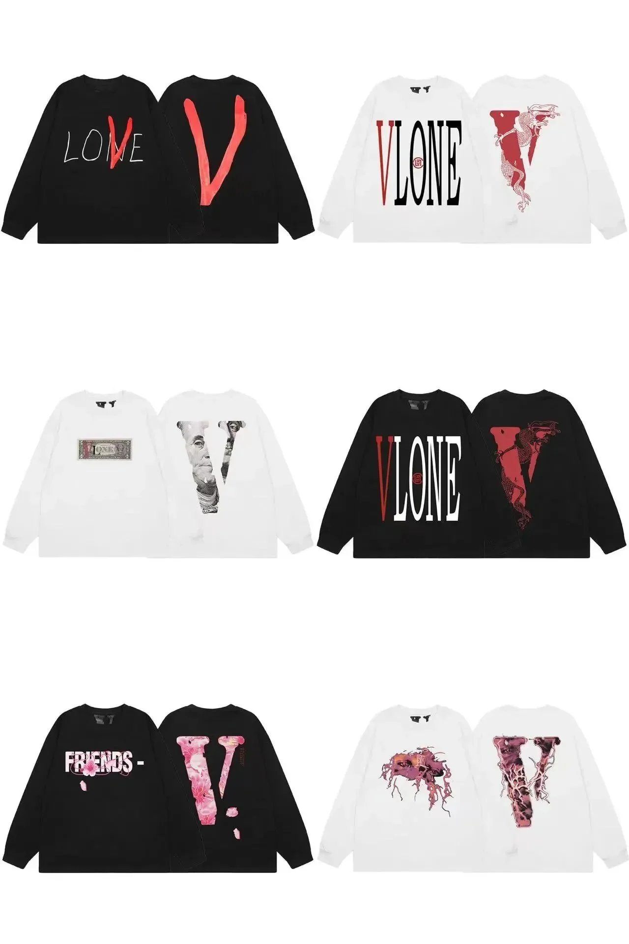 VLONE V-Design Long Sleeve Hoodies [35 styles]