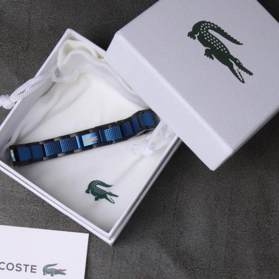 Lacoste Blue and Black Crocodile-Embossed Bracelet Jewelry