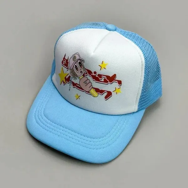 Custom Graphic Trucker Cap Beige and White Baseball Cap - 11