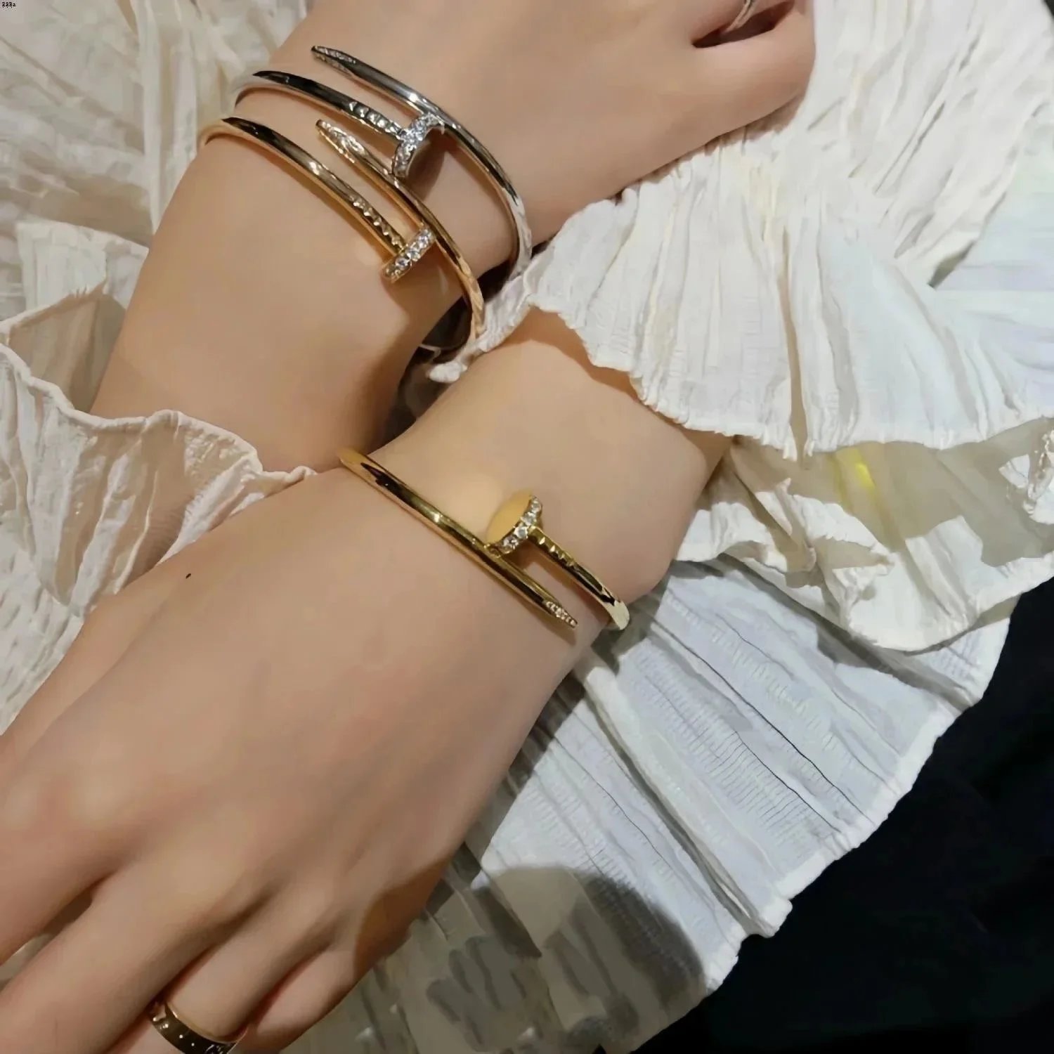 Unbranded Jewelry Nail Motif Crystal Bangle Bracelet image 3