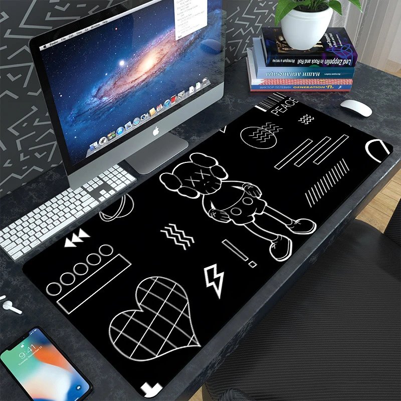 Kaws x Design Large Graphic Mouse Pad Black Computer Accessories