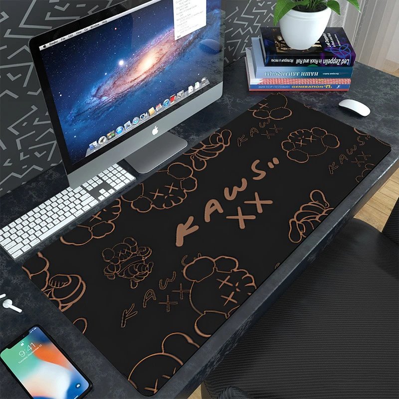 Kaws x Medicom Toy Companions Print Black Mouse Pad Computer Accessories