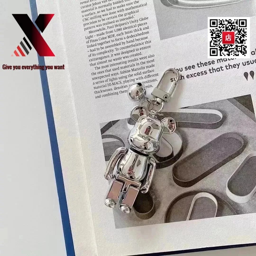 Medicom Toy Bearbrick Keychain Silver Chrome Accessories Jewelry