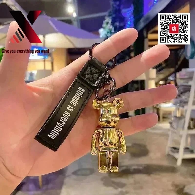 Medicom Toy BEARBRICK Gold Plated Keychain with 'Attitude Is Everything' Strap Accessories