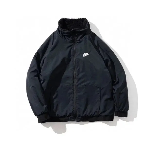Nike Fleece Jacket Black Pink Swoosh Outerwear - 6