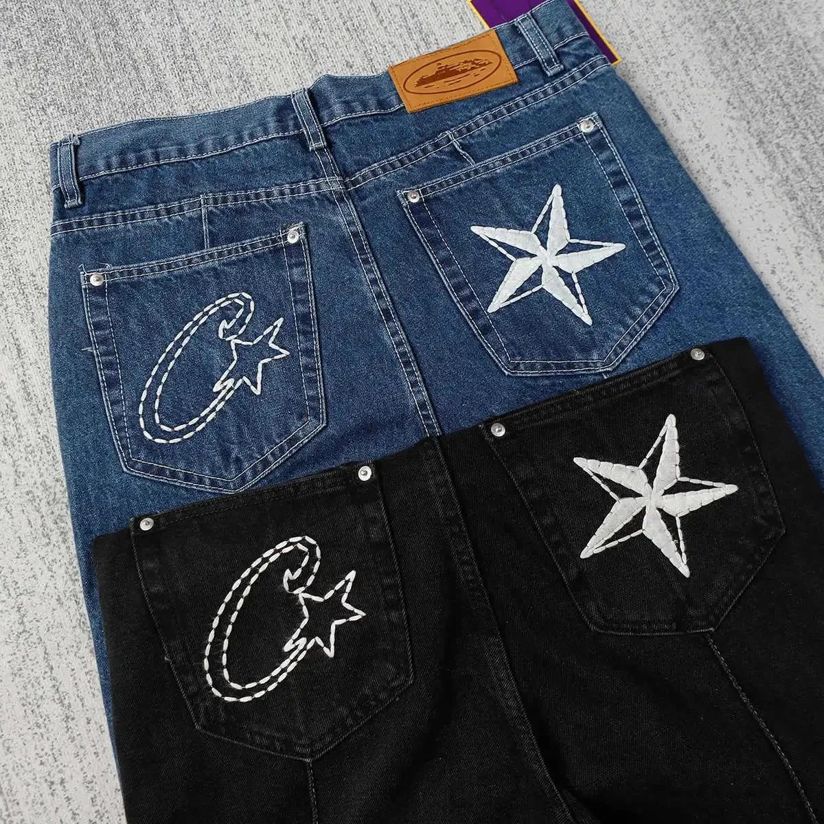 Denim Tears Star Embroidered Light Gray Jeans - 11