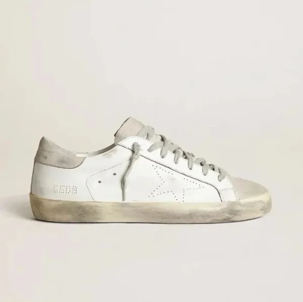 Golden Goose Superstar Distressed White Pink Silver Sneakers - 8