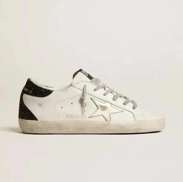 Golden Goose Superstar Distressed White Pink Silver Sneakers - 6