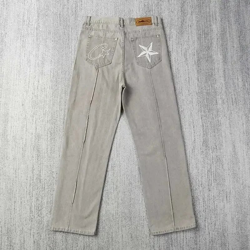 Denim Tears Star Embroidered Light Gray Jeans - 7