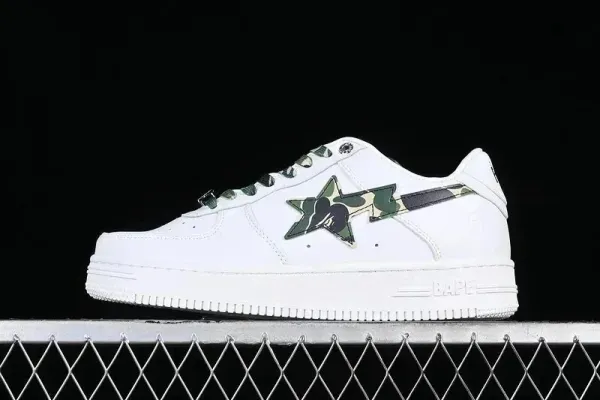 A Bathing Ape Bape Sta Paint Splatter Cream Sneakers - 7