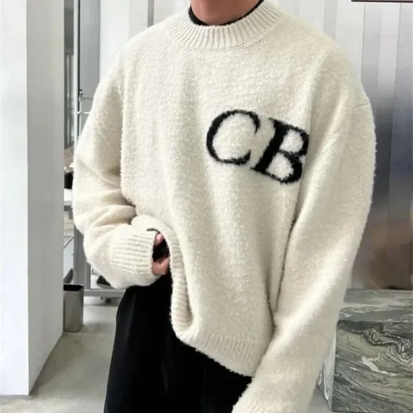 Cole Buxton CB Logo Knit Sweater Navy - 6