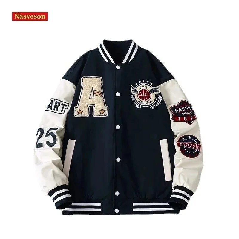 AD Baseball Jacket Men Spring Autumn Casual Unisex Pilot Jacket for Couples