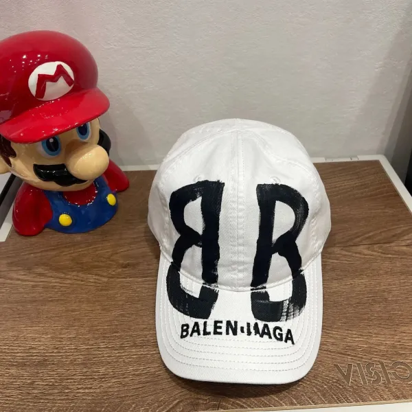 Balenciaga BB Logo Painted Baseball Cap Gray - 6