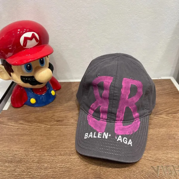 Balenciaga BB Logo Painted Baseball Cap Gray - 7