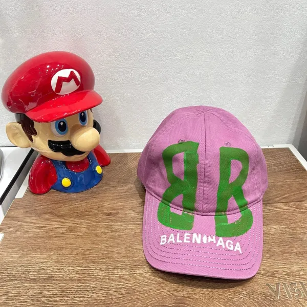 Balenciaga BB Logo Painted Baseball Cap Gray - 9