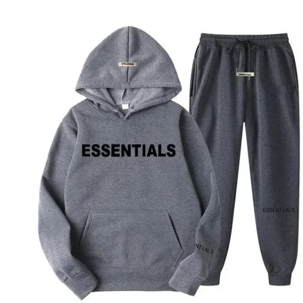 Essentials Orange Logo Hoodie and Sweatpants Set - 8