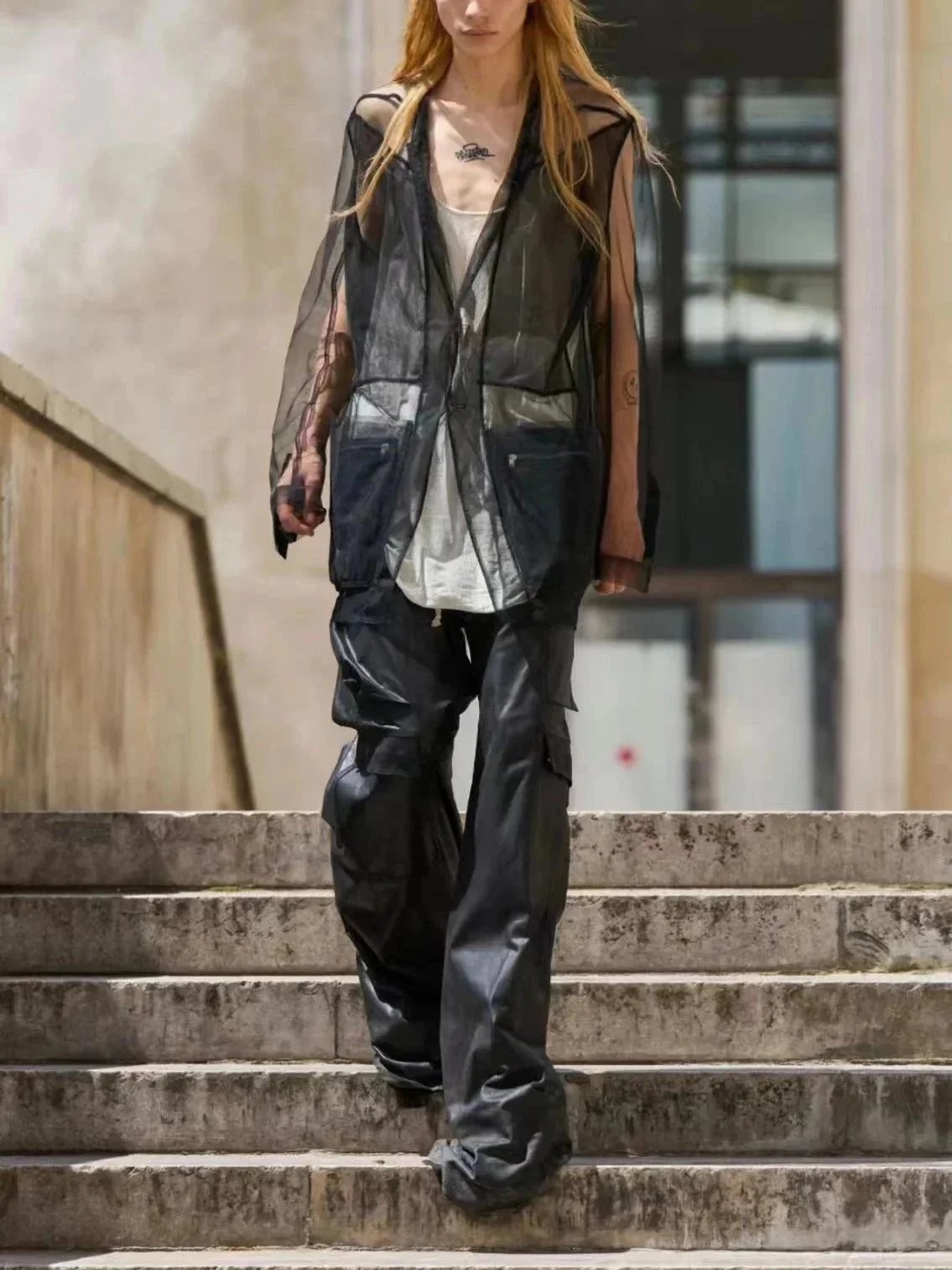 Rick Owens Black Coated Wide-Leg Cargo Pants product photo 3