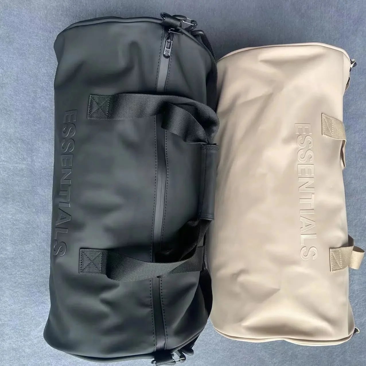 Essentials Black and Beige Duffle Bags