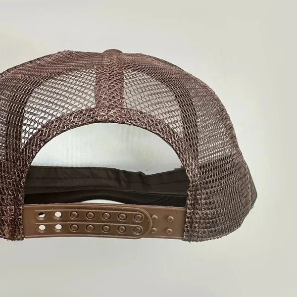 Custom Graphic Trucker Cap Beige and White Baseball Cap - 9