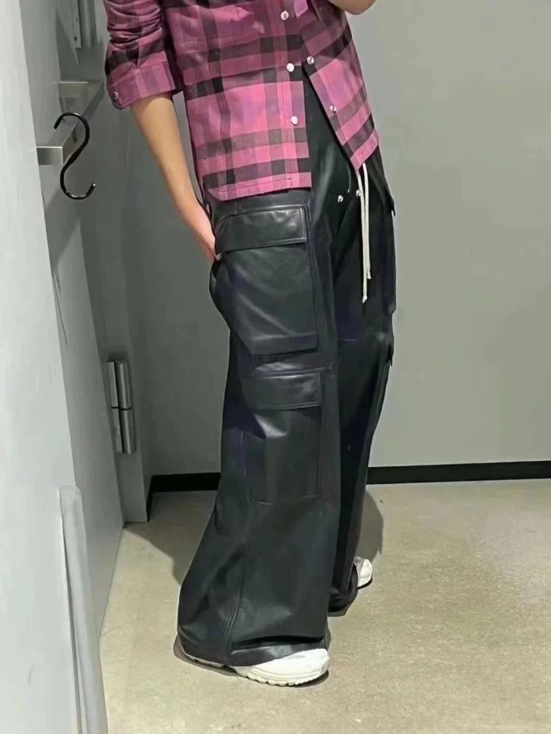 Rick Owens Black Coated Wide-Leg Cargo Pants product photo 2