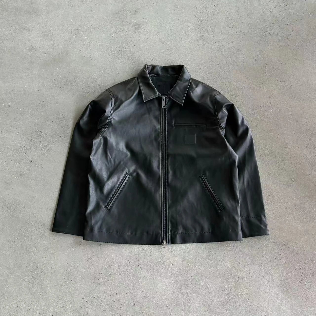 Design Leather Workwear Jacket Black Outerwear.leather Jacket