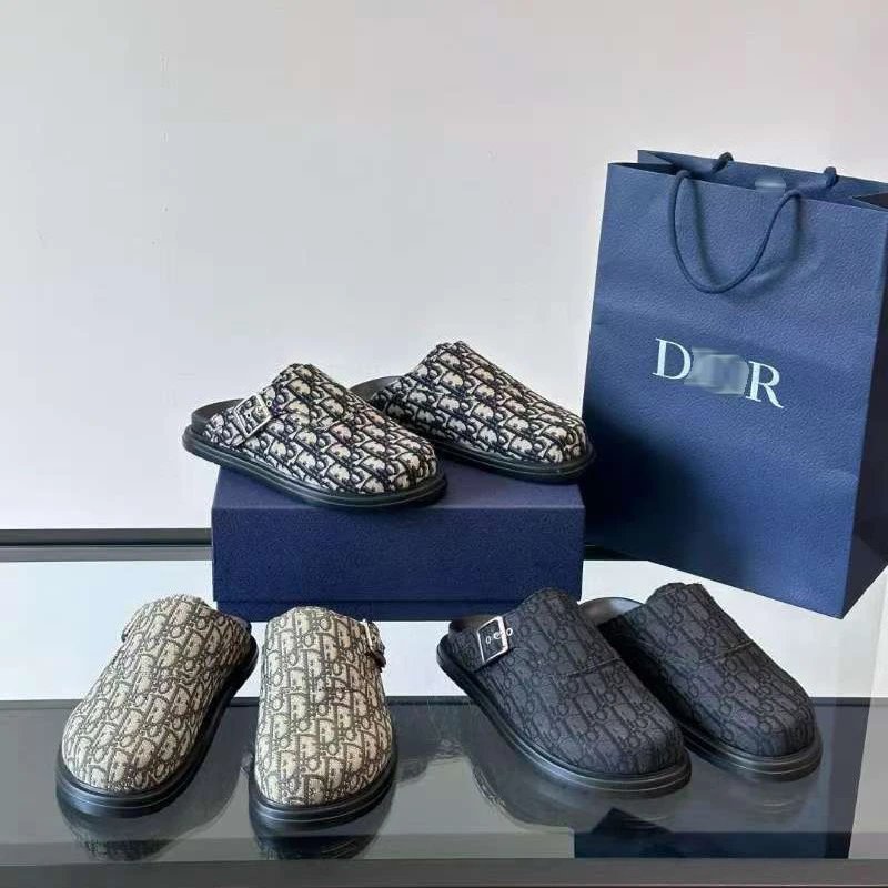 Dior Oblique Print Mule Slippers Beige Multicolor Shoes - 4