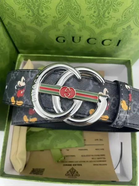 Gucci x Disney Mickey Mouse GG Marmont Belt Black Multicolor Leather Belt - 1